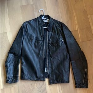 Men’s black leather Moto jacket